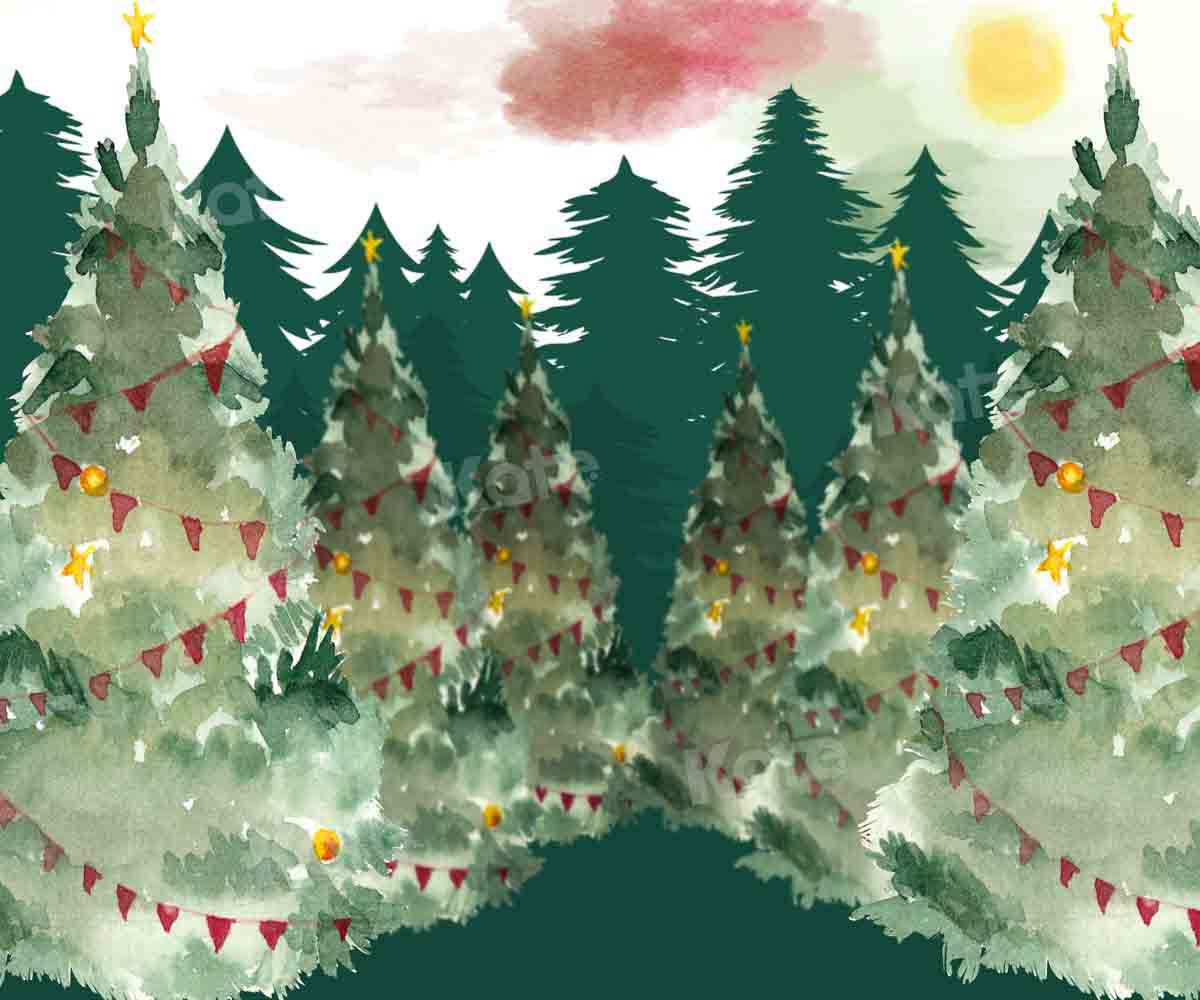 Kate Christmas Forest Backdrop Hand Painted for Photography Designed by Chain Photography