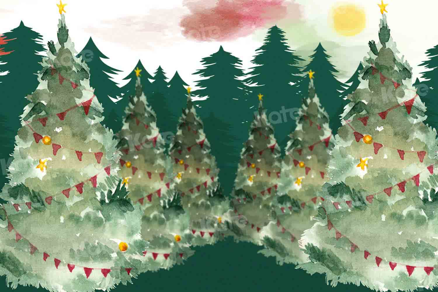 Kate Christmas Forest Backdrop Hand Painted for Photography Designed by Chain Photography