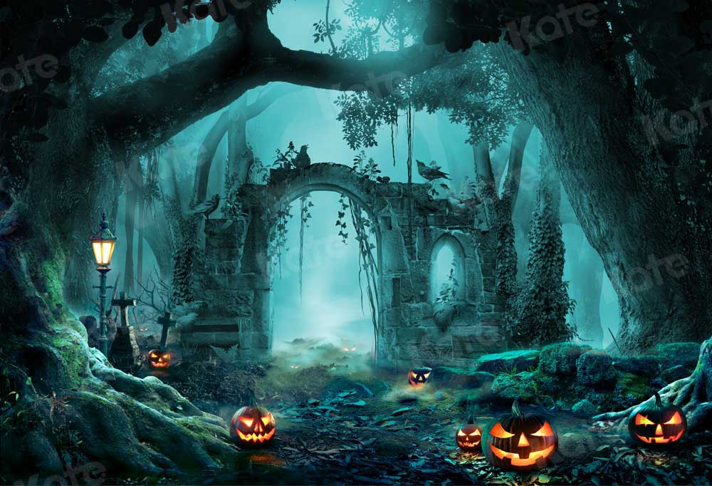 Kate Halloween Pumpkin Backdrop Forest for Photography