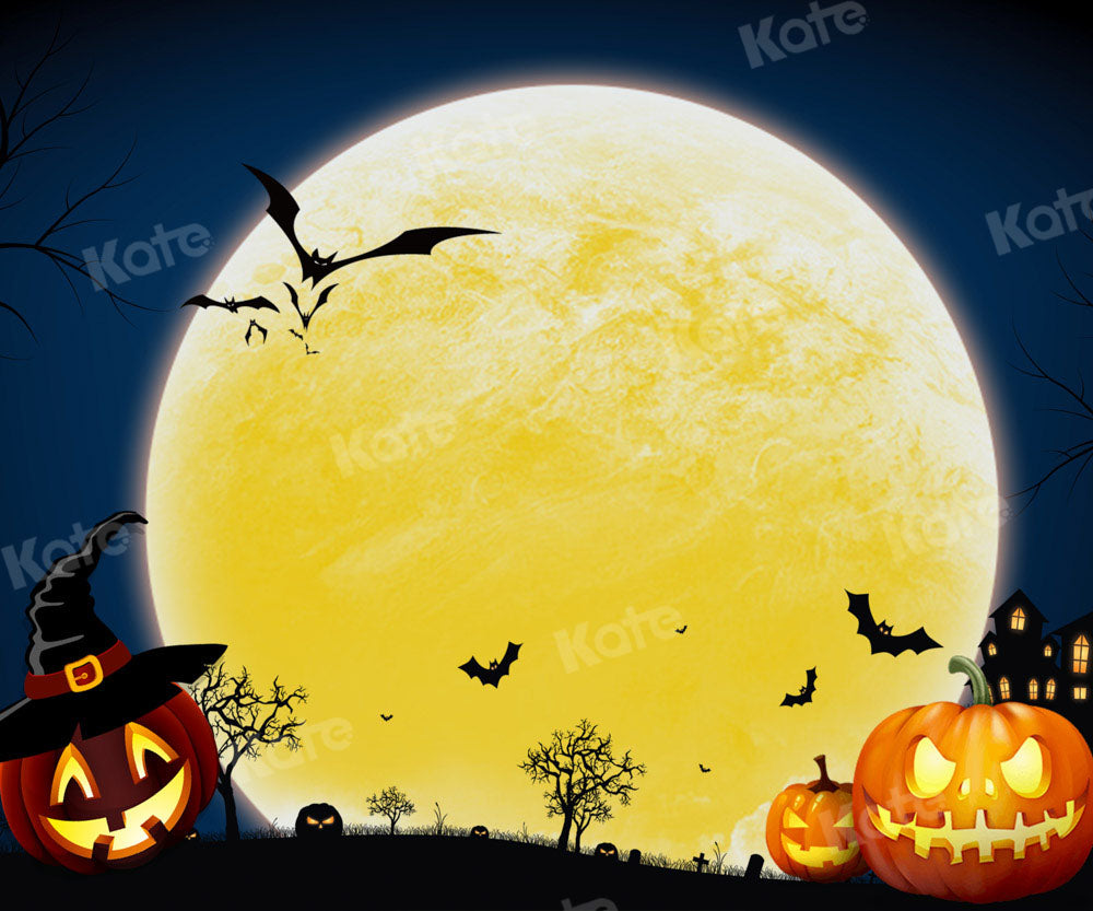 Kate Halloween Fall Backdrop Pumpkin Moon Designed by Chain Photography