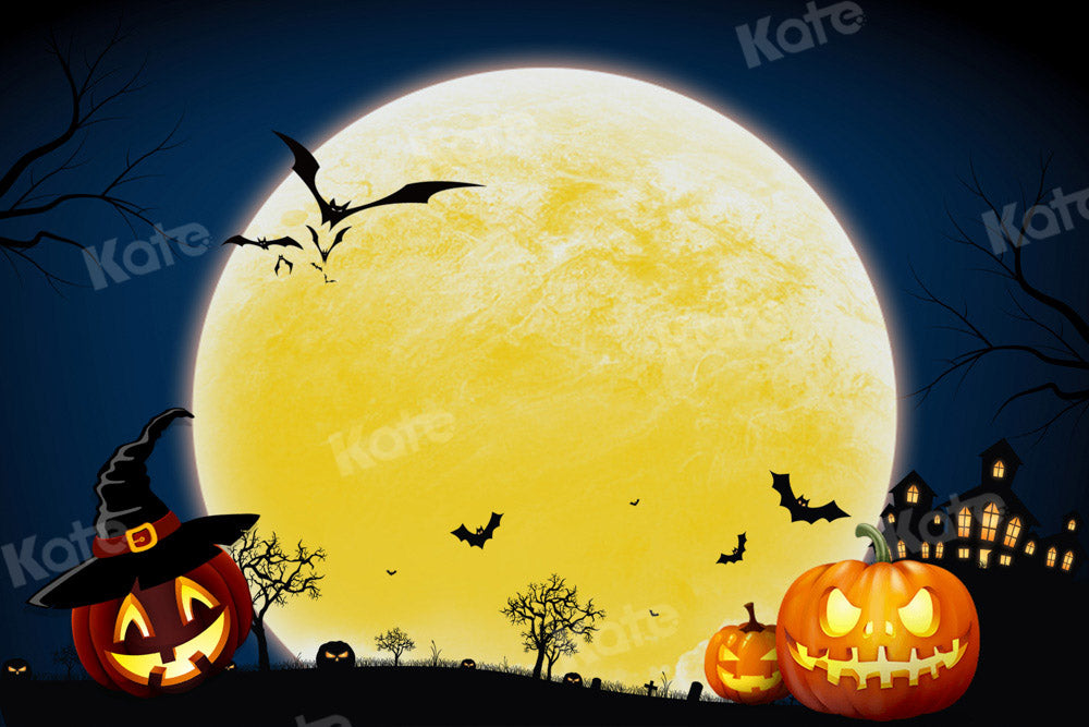 Kate Halloween Fall Backdrop Pumpkin Moon Designed by Chain Photography