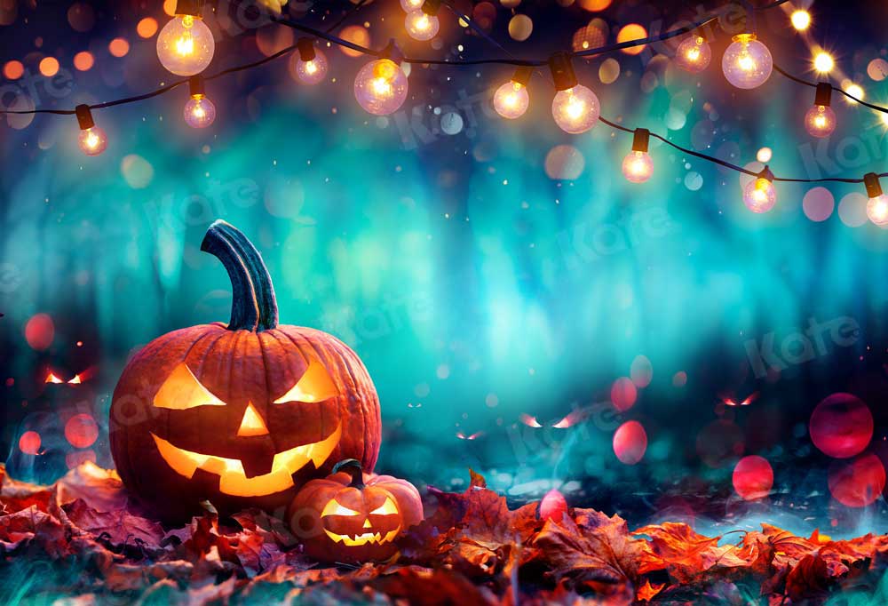 Kate Halloween Pumpkin Backdrop Forest Light for Photography