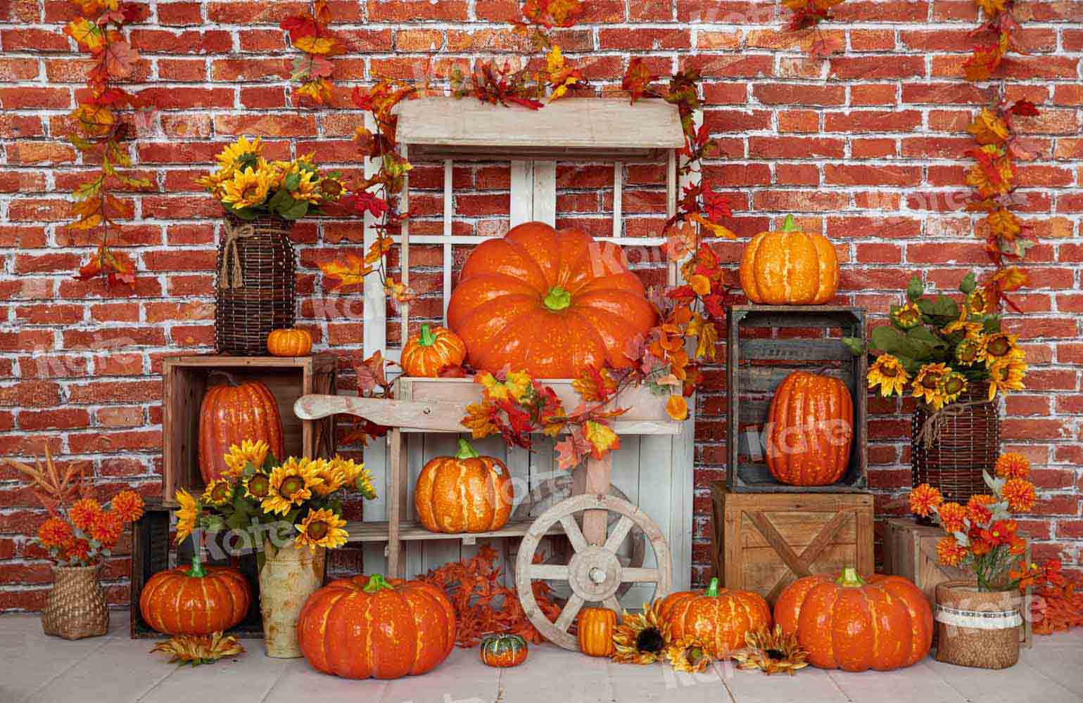 Kate Fall Pumpkin Backdrop Brick Designed by Emetselch