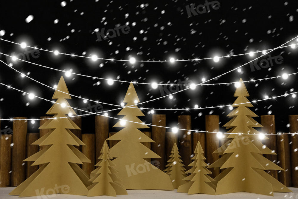 Kate Christmas Trees Backdrop Winter Snow Night Designed by Emetselch