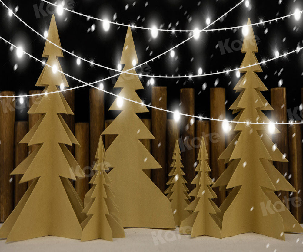 Kate Christmas Trees Backdrop Winter Snow Night Designed by Emetselch