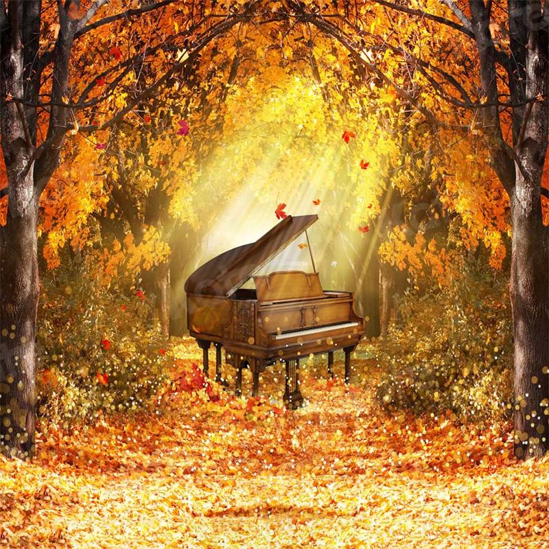Kate Fall Piano Backdrop Fallen Leaves for Photography