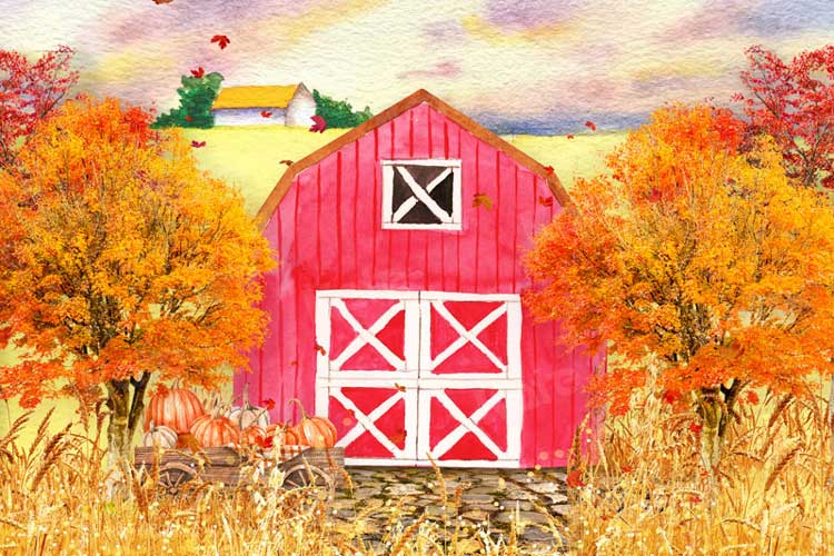 Kate Fall Harvest Backdrop Pink House for Photography