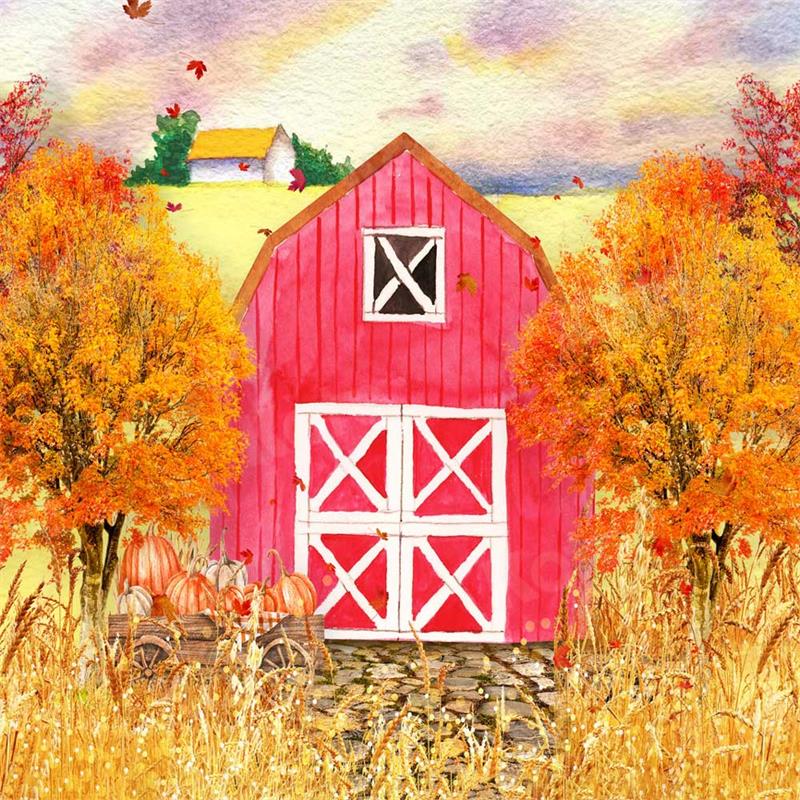 Kate Fall Harvest Backdrop Pink House for Photography