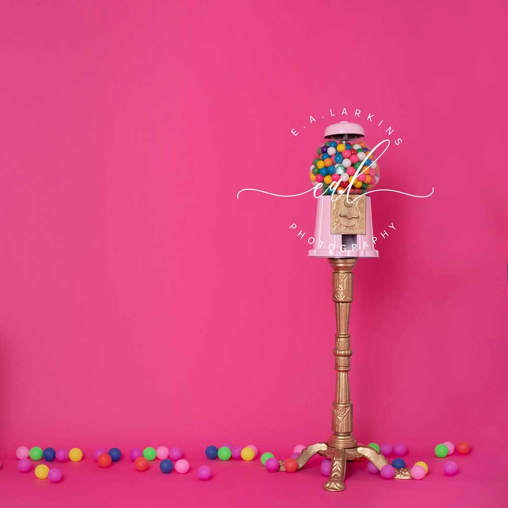 Kate Cake Smash Party Backdrop Pink Gumball Fun Birthday for Photography Designed by Erin Larkins