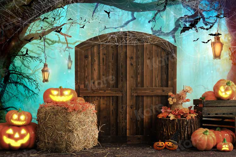 Kate Halloween Pumpkin Backdrop Barn Door for Photography