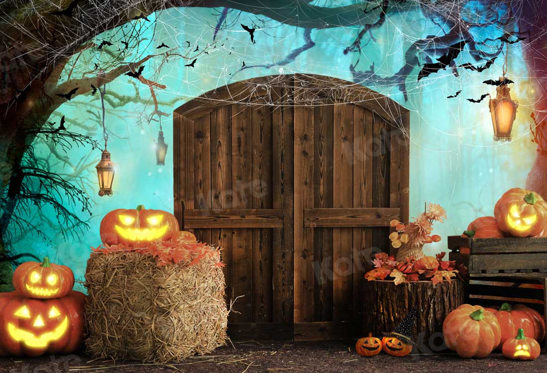 Kate Halloween Pumpkin Backdrop Barn Door for Photography