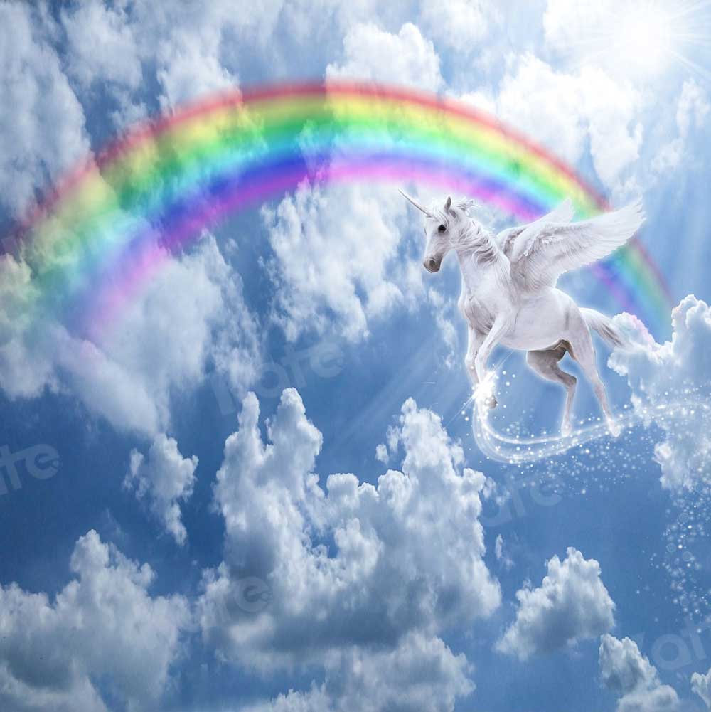 Kate Rainbow Backdrop Blue Sky Unicorn for Photography