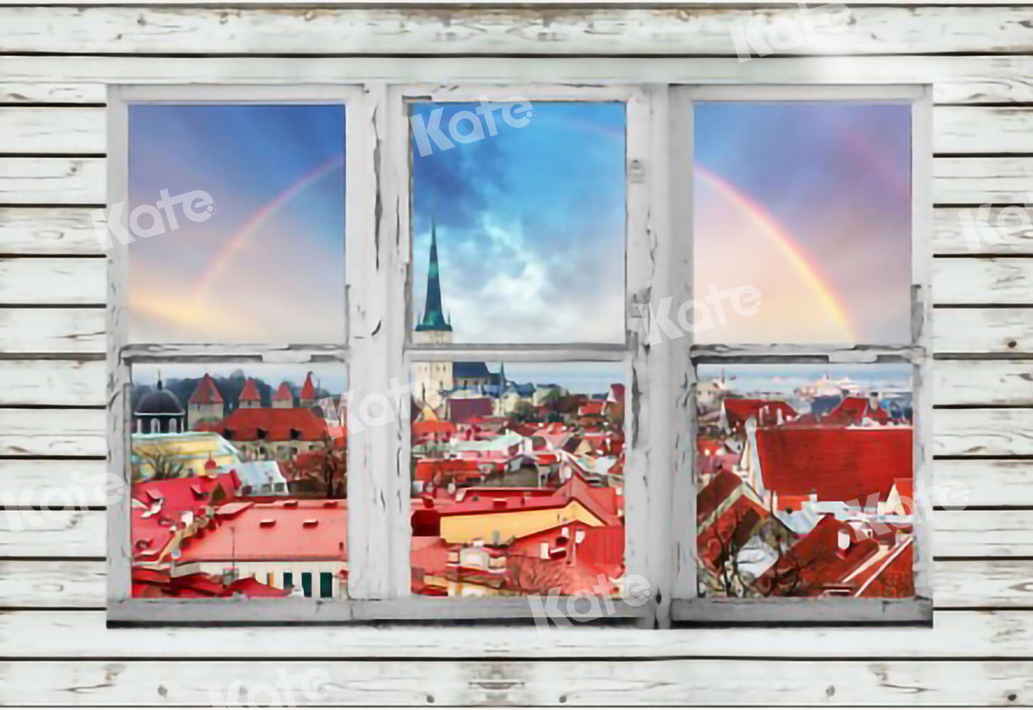 Kate Fall Rainbow Window Background for Photography Designed by Chain Photography