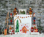 Kate Christmas Snow Backdrop Gingerbread House for Photography