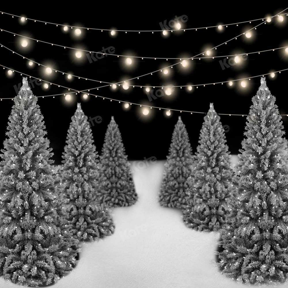 Kate Christmas Trees Backdrop Snow Winter Designed by Chain Photography