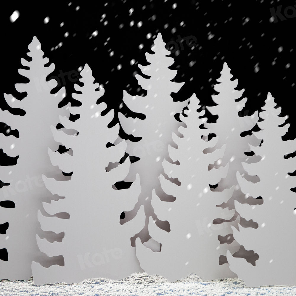 Kate Christmas Trees Winter Backdrop Snow Night Designed by Emetselch