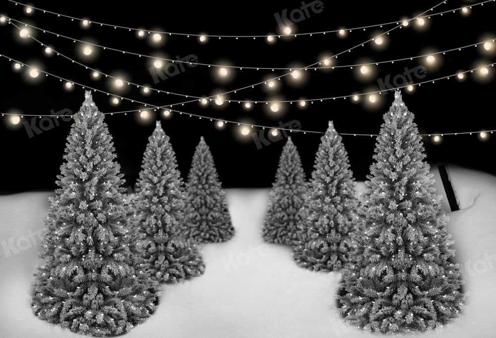 Kate Christmas Trees Backdrop Snow Winter Designed by Chain Photography
