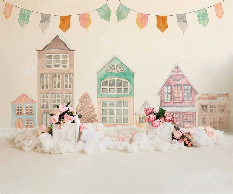 Kate Cake Smash Backdrop Rose Town Hand Painted for Photography