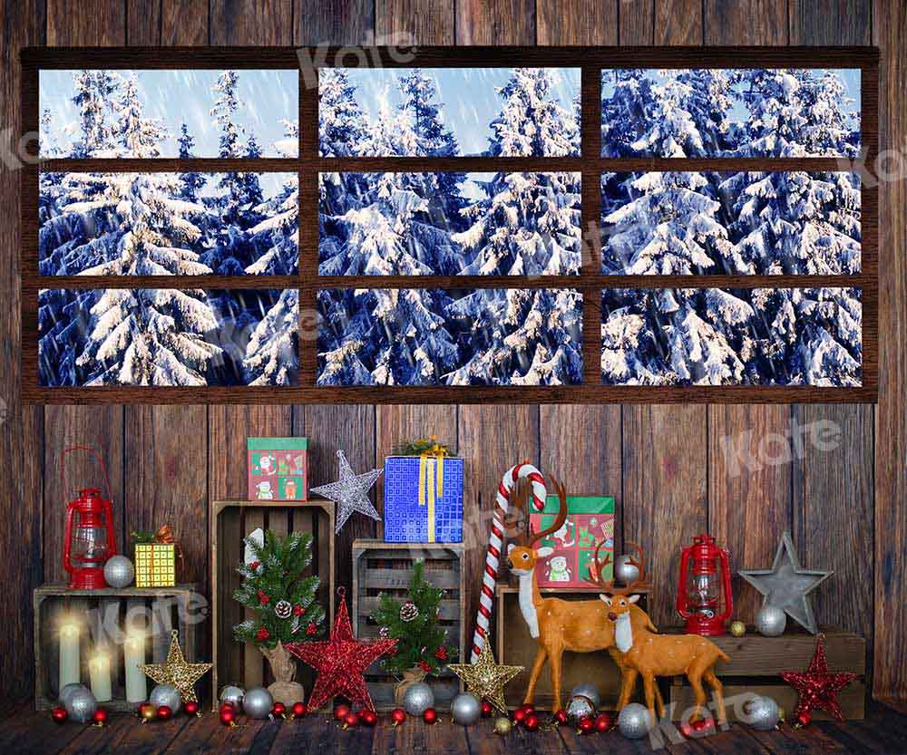 Kate Christmas Wood House Backdrop Snow Designed by Emetselch