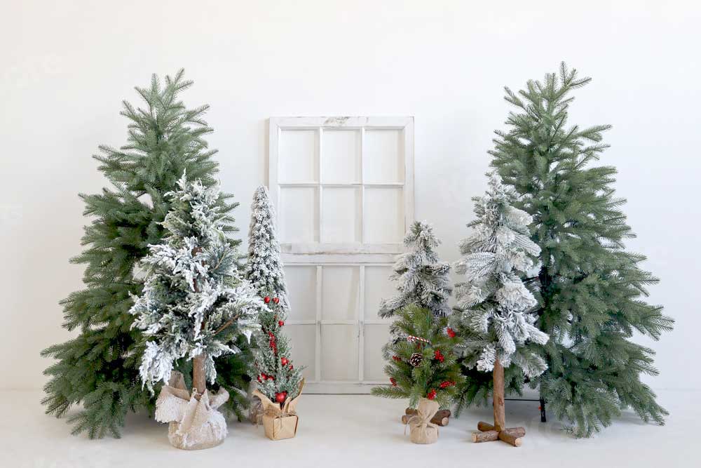 Kate Christmas Winter Backdrop Trees White for Photography