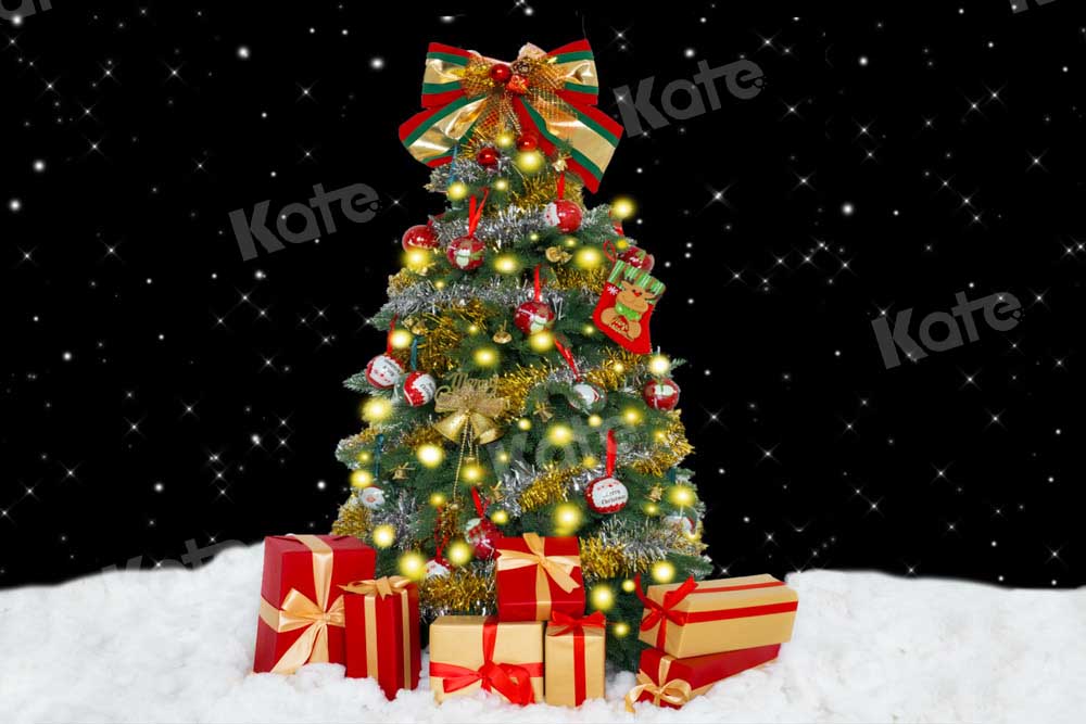 Kate Christmas Tree Winter Backdrop Gifts Night Designed by Emetselch
