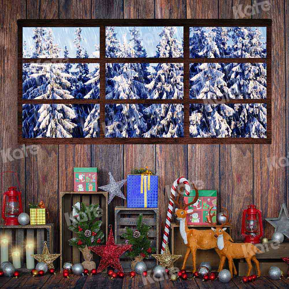 Kate Christmas Wood House Backdrop Snow Designed by Emetselch