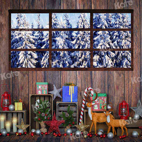 Kate Christmas Wood House Backdrop Snow for Photography