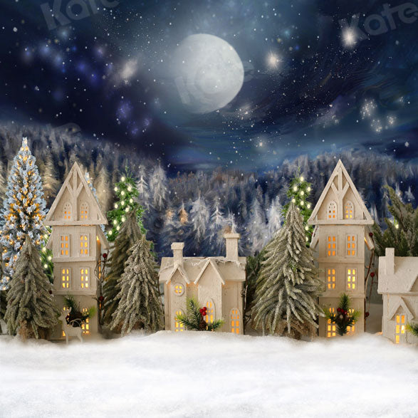 Kate Christmas House Backdrop Winter Snow for Photography