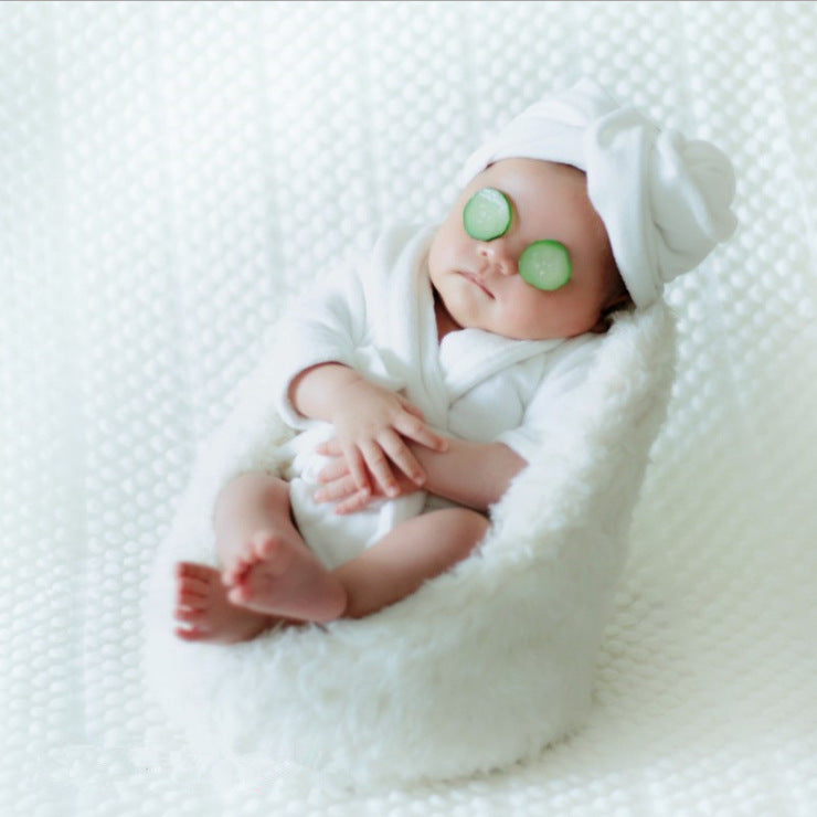 White Newborn Mini Sofa+Baby Outfit Bathrobe Newborn Photo Props