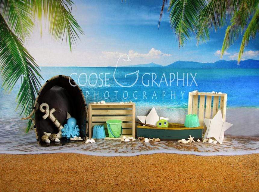 Katebackdrop鎷㈡綖Kate Seawater Beach with Sand for Children Playing Backdrop for Photography Designed By Amanda Moffatt