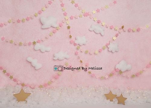 Kate Cake Smash Backdrop Pink & Gold Stars Designed by Melissa King - Kate Backdrop